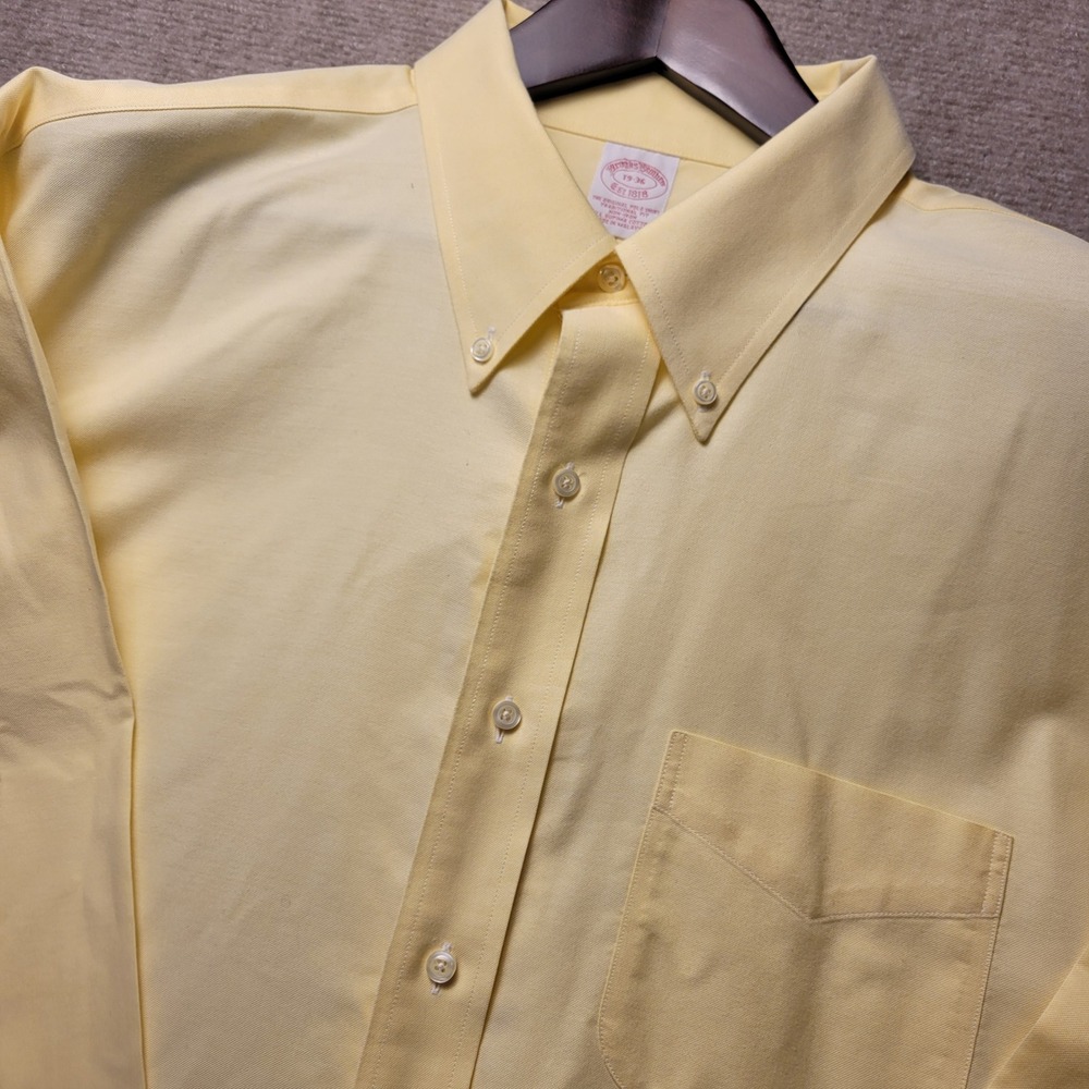 Brooks Brothers Button Down Mens 19-36 Yellow Supima Cotton Non-Iron Traditional